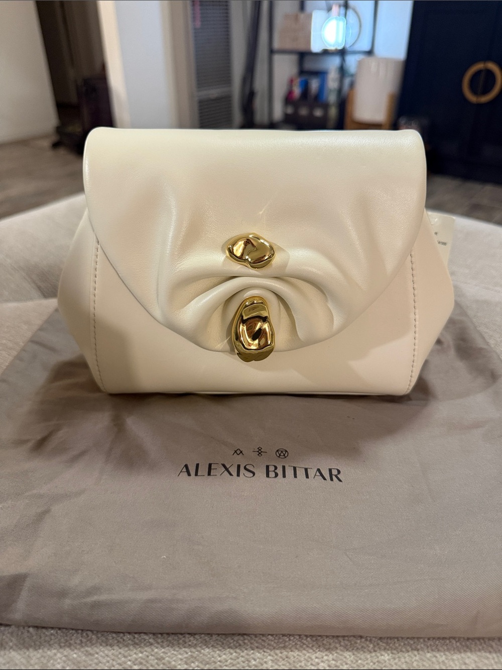 Alexis Bittar Ivory Shoulder Bag with Gold Hardware